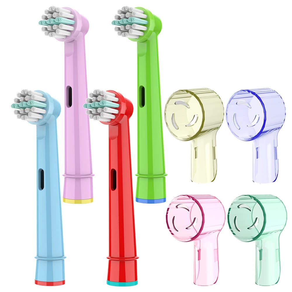 4 spare heads with 4 dust cover for toothbrush heads compatible with Oral B electric toothbrush, for Pro 1000 100