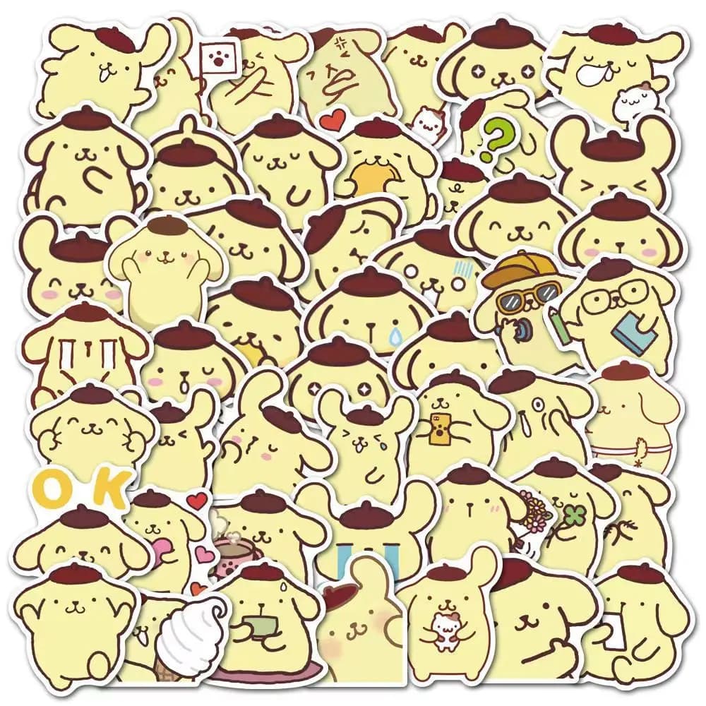 50 pezzi di cartoni animati divertenti Sanrio Pompompurin Dog Anime adesivi fai da te chitarra cancelleria telefono laptop adesivo graffiti