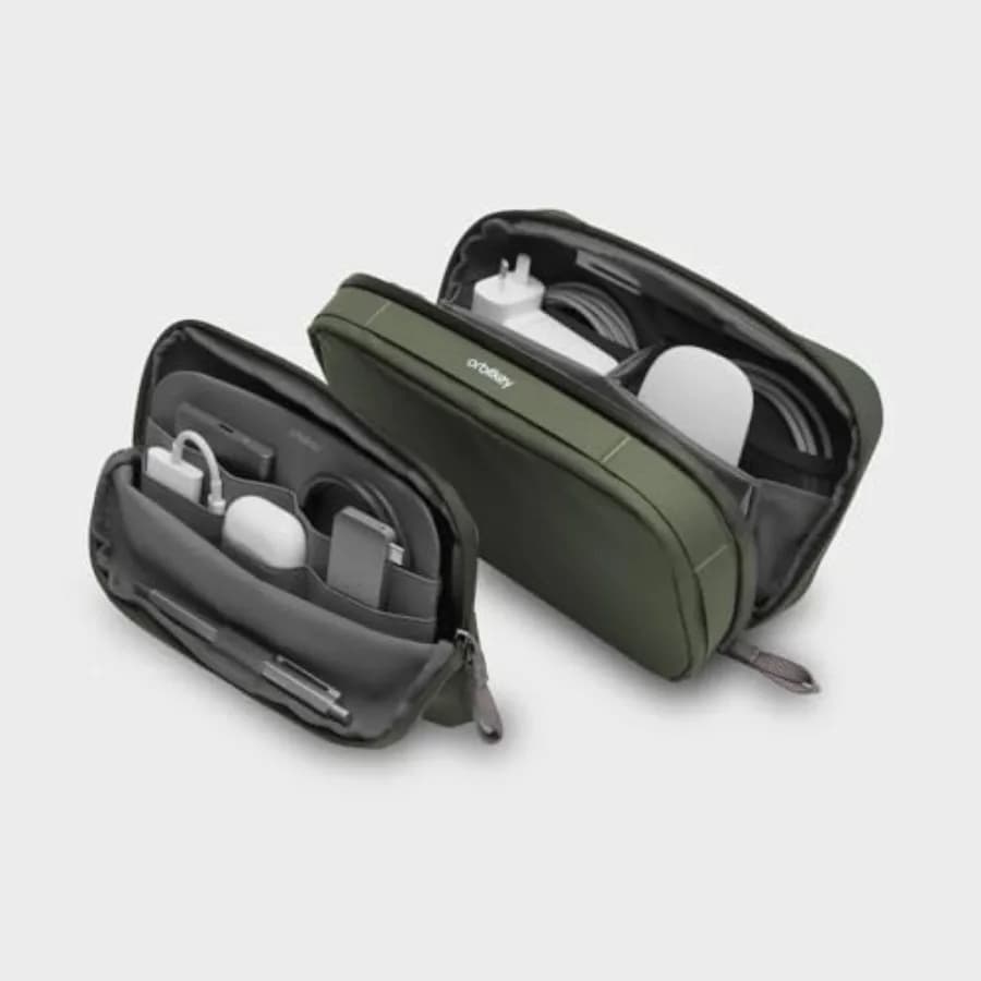 Borsa porta accessori tecnologici 2-in-1 con custodia sottile rimovibile, organizer da viaggio per elettronica, per cavi, caricabatterie, auricolari, power bank