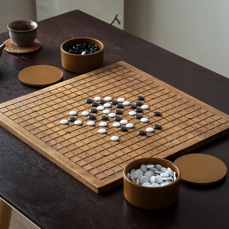 Giochi di scacchi Dual Go Xiangqi Set di giochi da tavolo in legno massello Adulti Bambini Principianti Set di backgammon con pietre bianche nere magnetiche portatili