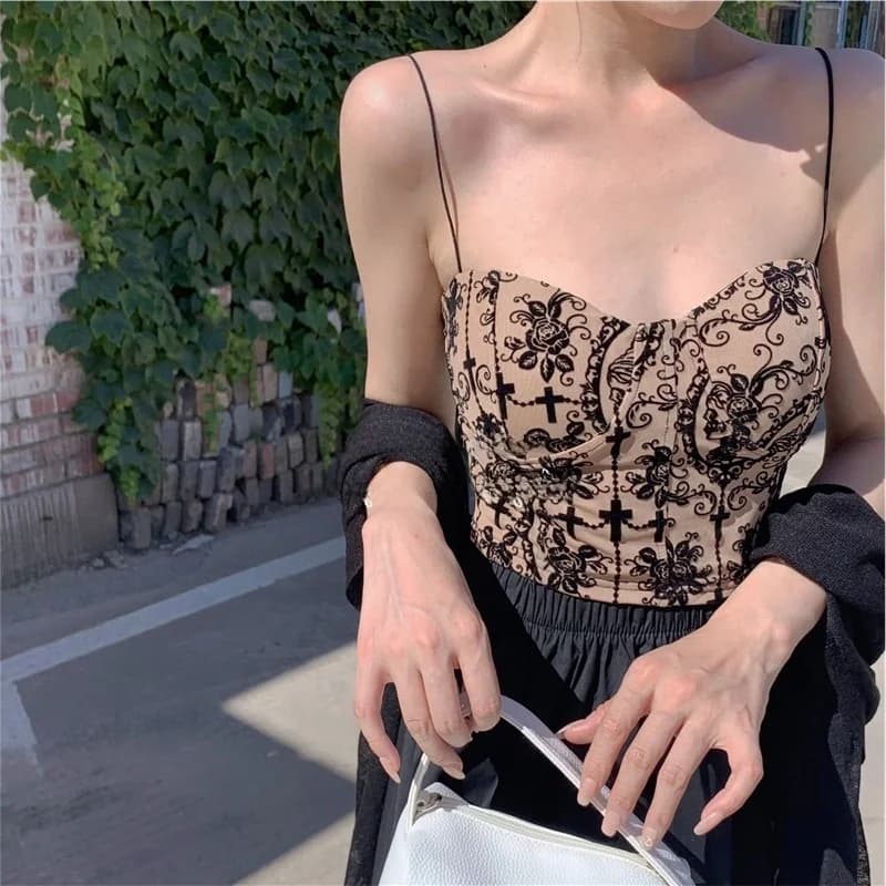 Chic Little Strap Vest Women's Outerwear Summer with Chest Pad Beautiful Back Suit Underwear Fishbone Sexy Top Commute Style