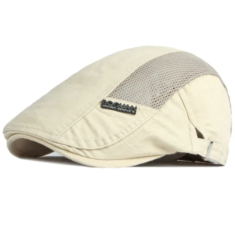 Berretto HT4029 Nuovo Cappello Primaverile Estivo per Donna Uomo, Berretto Piatto Traspirante in Cotone e Rete, Cappello da Artista Pittore Unisex