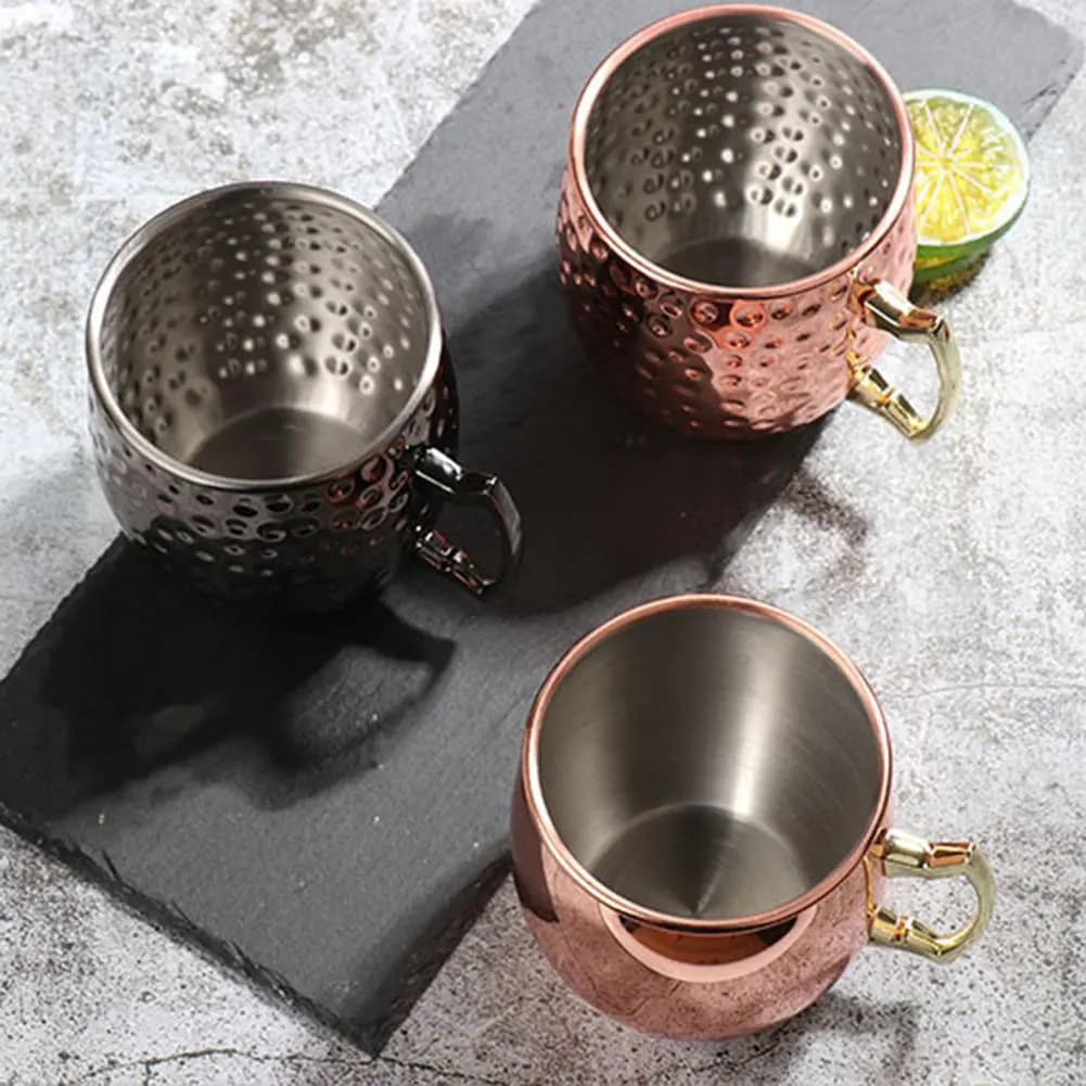 Tazza Moscow Mule in Acciaio Inox, Bicchiere da Bar Placcato Rame per Cocktail, Bevande Fredde, Birra, Vino, Bar, Feste, Regali
