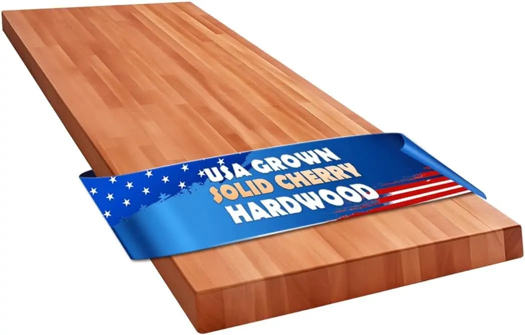 Piano di Lavoro in Legno Massello di Ciliegio Americano, Lastra di Legno per Cucina, Reversibile, Utilizzabile su Entrambi i Lati
