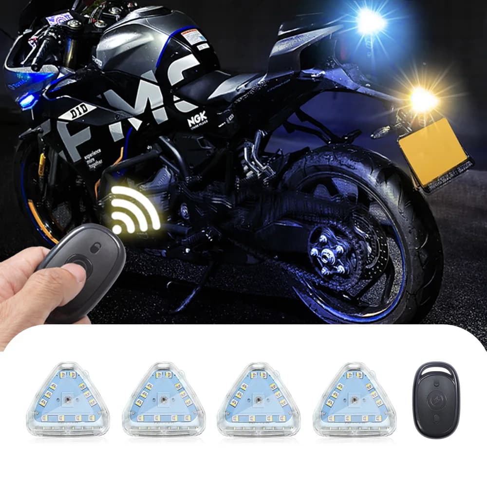 4pc Evidenzia Led Spia Luce Stroboscopica per Auto Moto Flash Led Lampada di Avvertimento Anti-collisione Telecomando per Auto Bici
