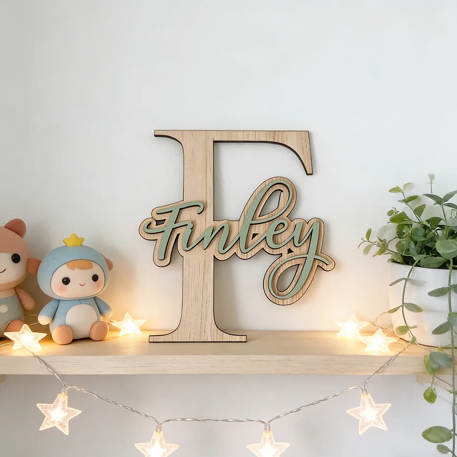 1pc Wooden Double-layer Letter Doorplate Identification,Customizable Name,Home Doorplate,Children's Birthday Party Decoration