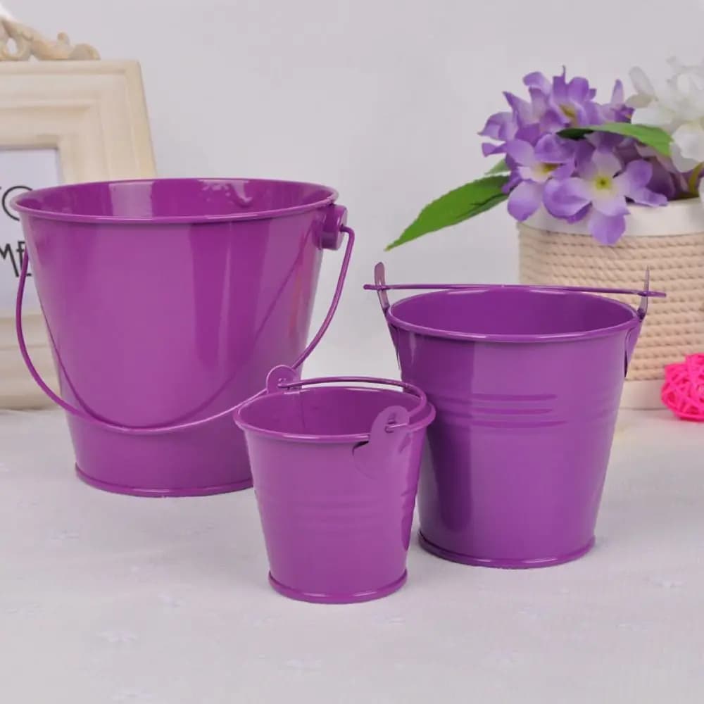 Wall Hanging Bucket Tinplate Iron Flower Pot Pastoral Iron Art Flower Barrel Miniatures Mini Hook Tinplate Water Bucket Balcony