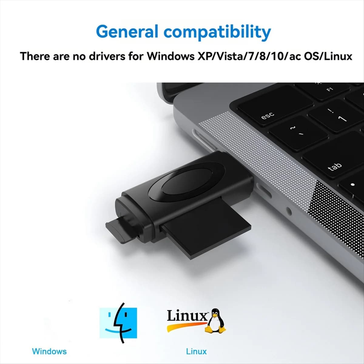 Lettore di schede A45U Adattatore per scheda di memoria USB 3.0 a SD Micro-SD TF per PC Accessori per laptop Lettore di schede multi-intelligente