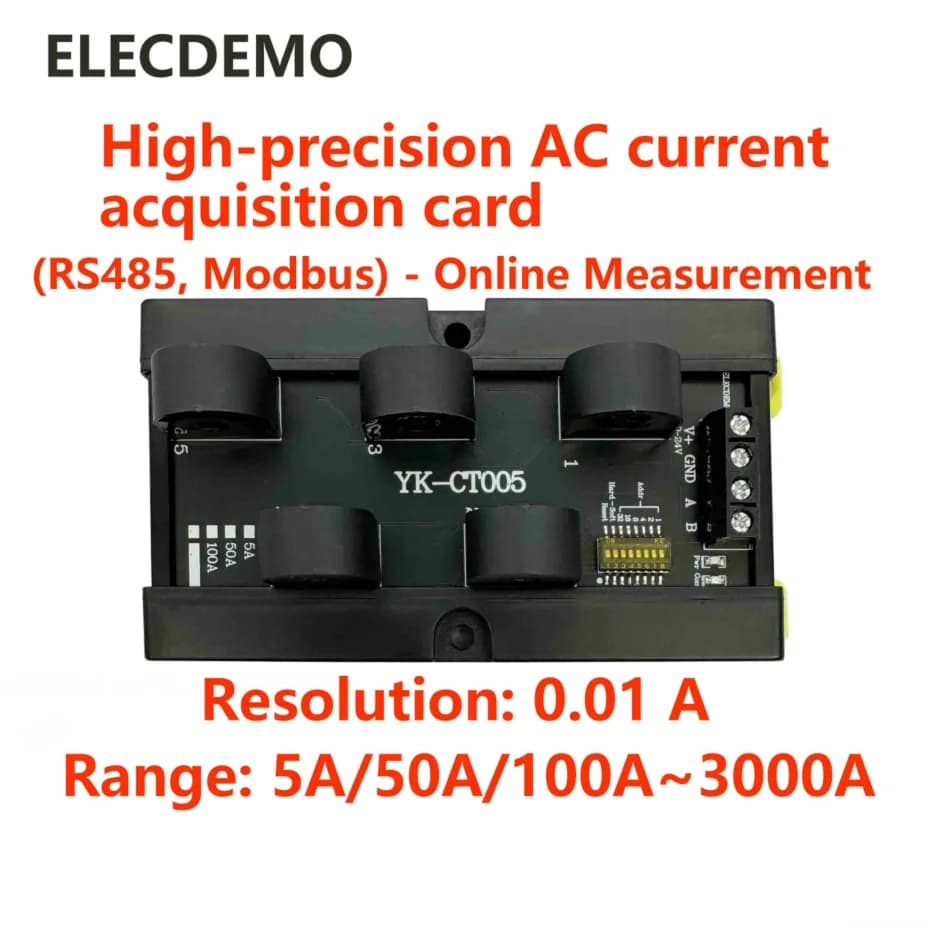Scheda di acquisizione CA multicanale, modulo di acquisizione trasmettitore di rilevamento corrente 0-50 A, trasformatore RS485modbus, 5 canali