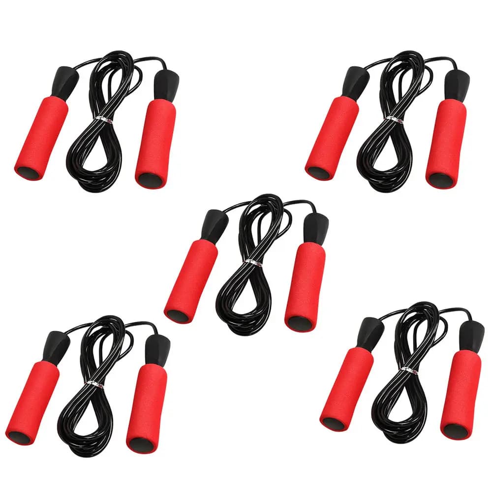 5Pcs Sponge Handle Jump Rope with Ball Bearing System for Smooth Fast Rotations Fitness Sports Rope Jumping Exercise Gym Workout