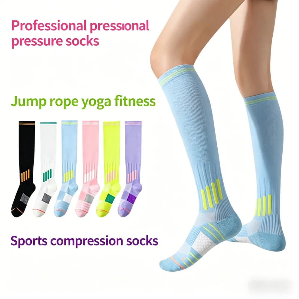 Calze lunghe professionali per sport muscolari, fitness femminile, corsa, saltare con la corda, maratona, calze a compressione snellenti per le gambe