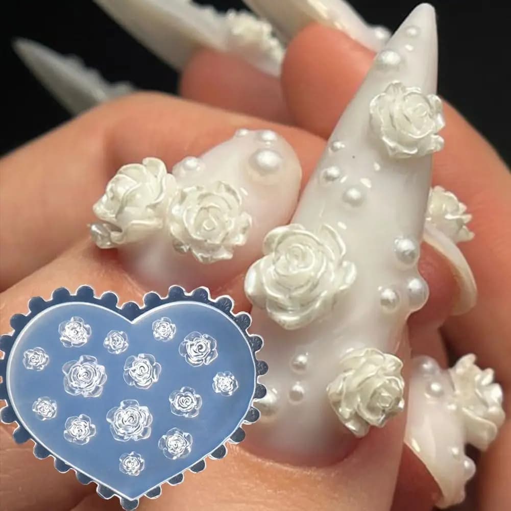 Stampi 3D per Unghie a Forma di Fiore, Strumenti in Silicone per Nail Art, Stampi in Resina per Rose e Camellie, Accessori Floreali per Unghie
