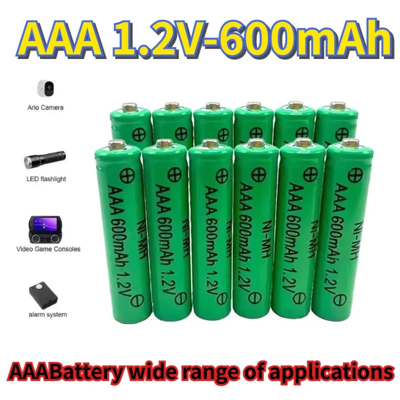 Nuova Batteria Ricaricabile AAA 600mAh 1.2V NI-MH per Fotocamera, Microfono, Lettore, Rasoio Elettrico, Spazzolino, Batteria di Ricambio