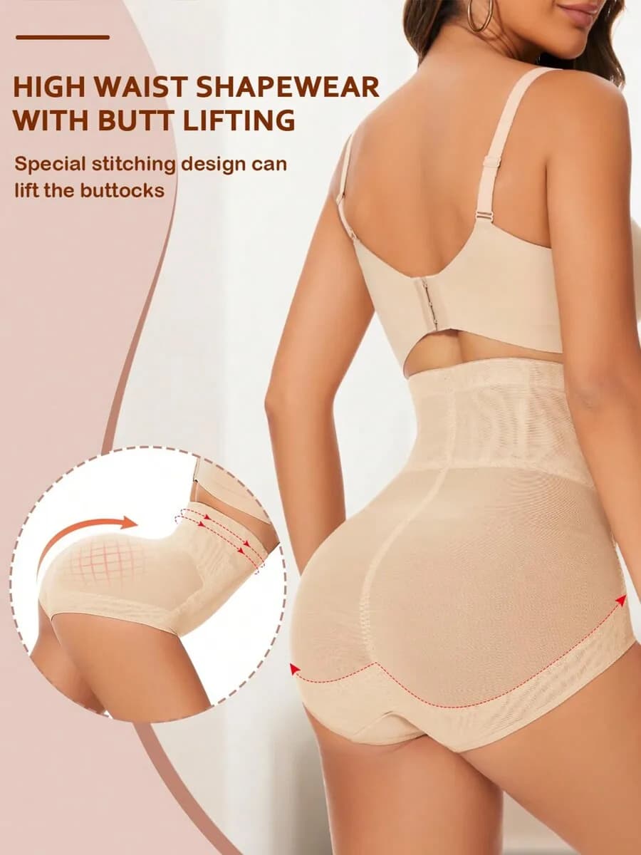 High-Waisted Butt-Lifting Shaper Panties With Targeted Stitching For Tummy Control And Hip Enhancement