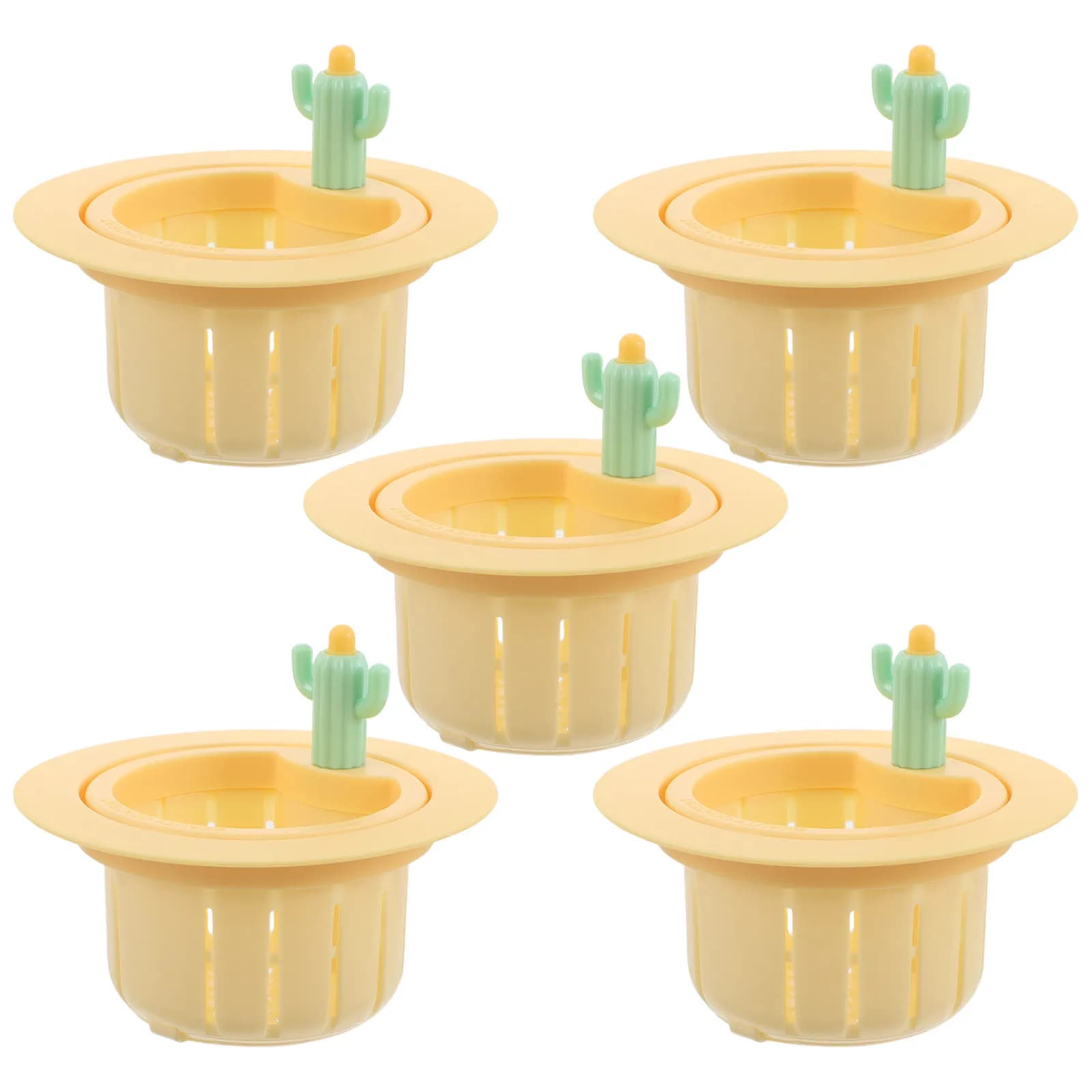 5Pcs Cactus Shape Kitchen Sink Strainer Drain Filter Basket for Food Waste Catcher Debris Protector Universal Fit Plastic Sink