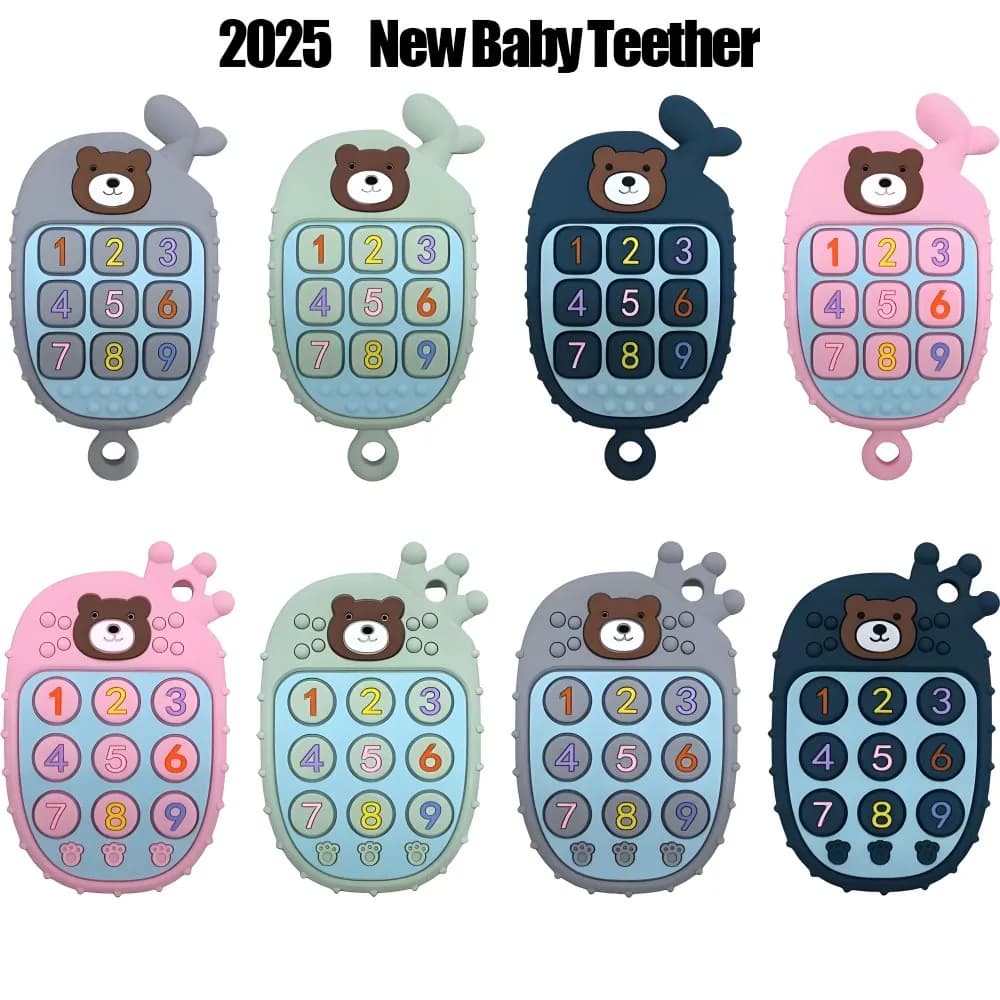 Nuovo massaggiagengive per bambini a forma di telefono cellulare massaggiagengive in silicone giocattoli per la dentizione giocattoli puzzle sensoriali per bambini set regalo per bambini