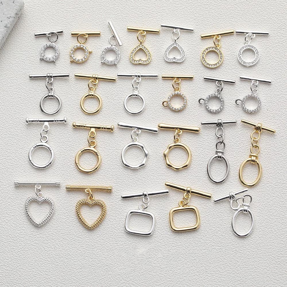 14K gold plated brass OT buckle for bracelet, necklace, DIY supplies, material accessories
