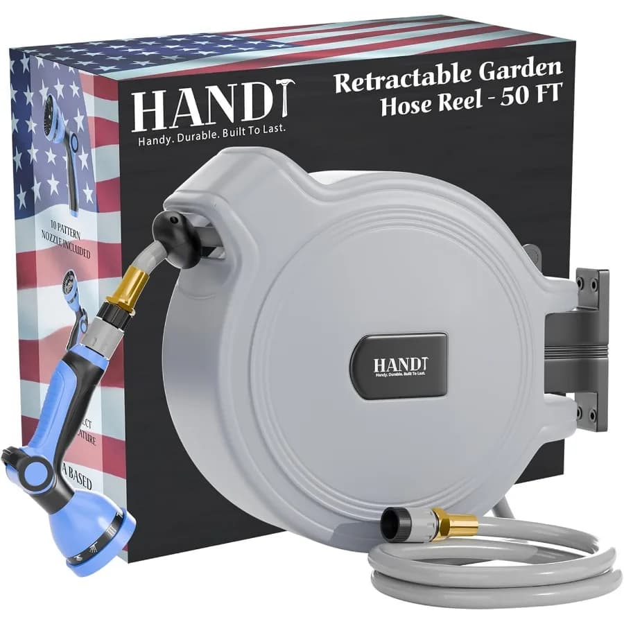 Retractable Garden Wrap based on USA 1 2 inch x 50 feet 10 models sprayer with quick attachment for wall mounted outdoor irrigation