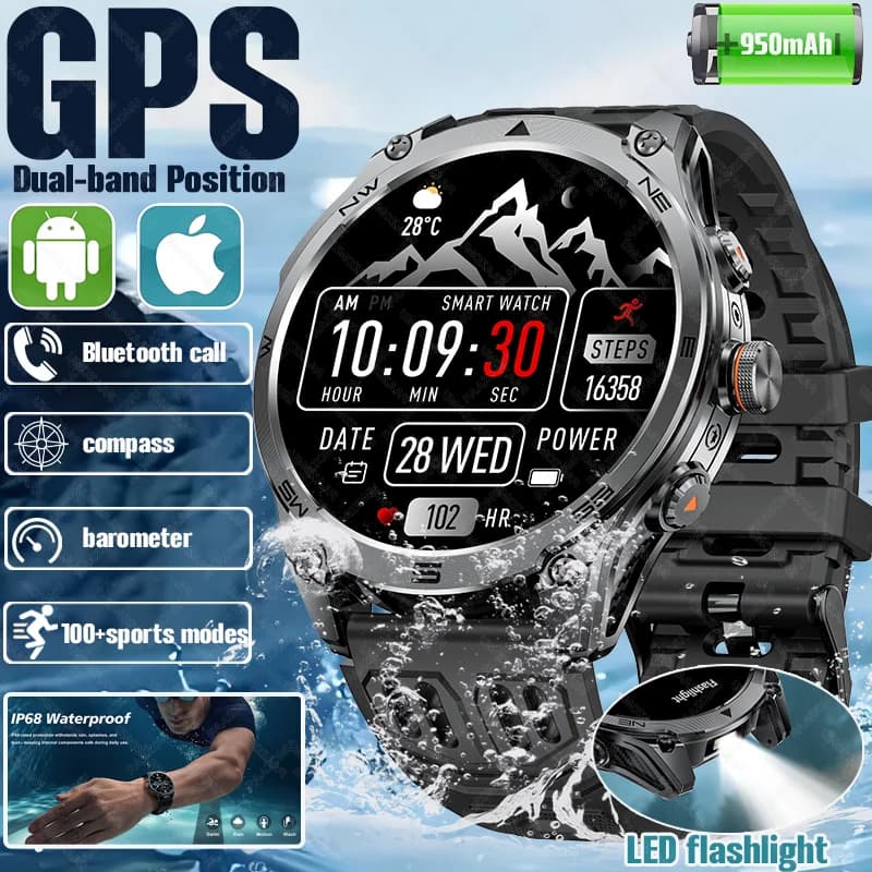 New AMOLED 1.75 "HD extra large GPS outdoor sports professional Smart Watch 950mAh BluetoothCall Battery SmartWatche 2025