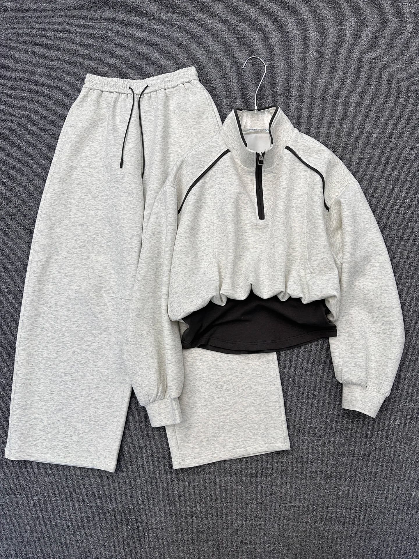 Spring 2026 Fashion Sportswear Set Women's Slimming Trendy Sweatshirt Wide Leg Pants Two Piece Set Comfortable Polyester Cott...