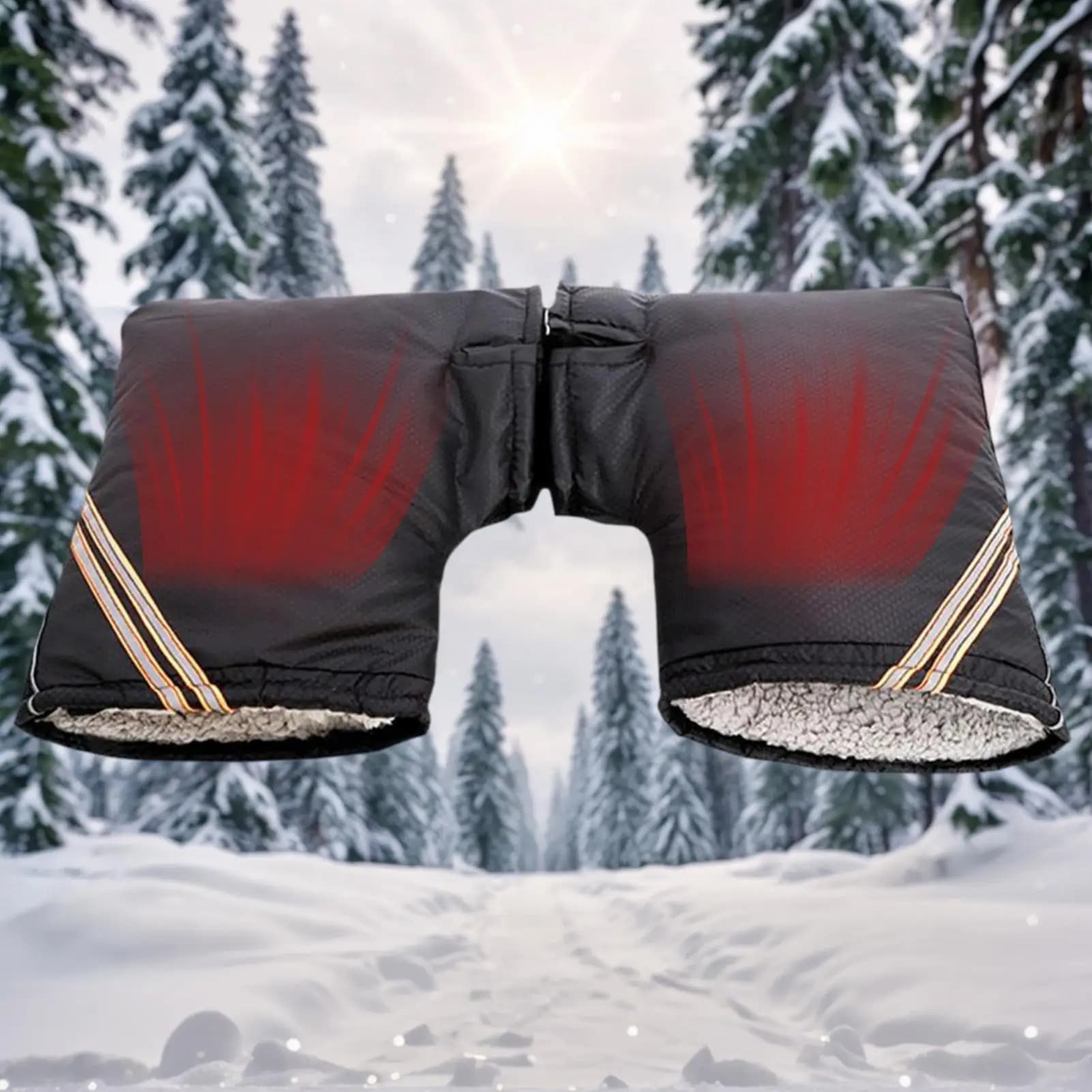 Motorcycle Handlebar Muffs Reflective Waterproof Hand Muffs Windproof Warm Gloves Scooter Thick Warm Grip Handle Bar Muff Gloves