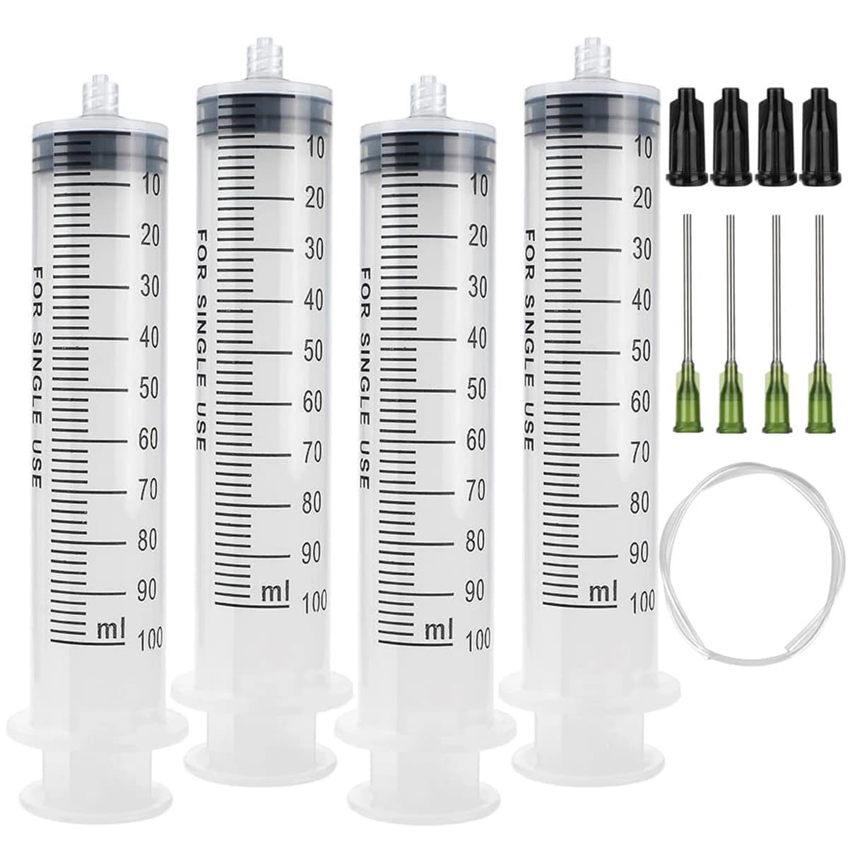 Siringa da 100 ml con punta smussata e Luer Lock, siringa in plastica riutilizzabile per incollaggio, erogazione, ecc.