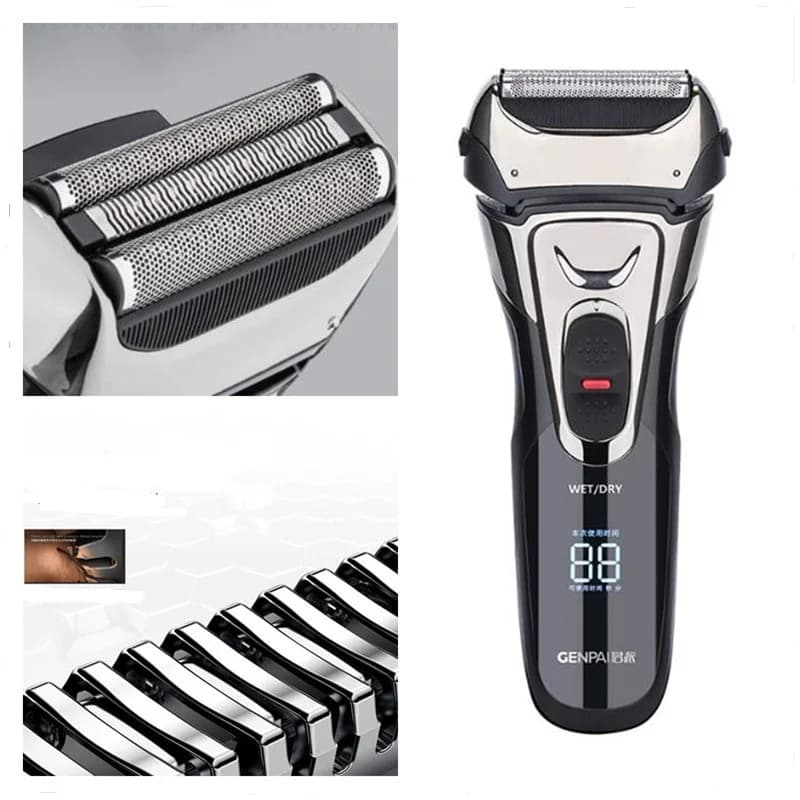 Lavabile Elettrico Barba Rasoio Per Gli Uomini 3D Foil Rasoio Viso Grooming Clipper Chiudi Rasatura Taglio di Capelli Baffi Viso Baffi Trimmer