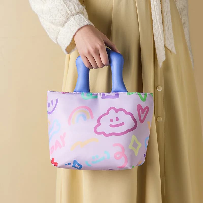 Borse per il pranzo portatili ispessite per studenti e impiegati Borsa per pasti dipinta a mano con graffiti Porta Bento Box portatile
