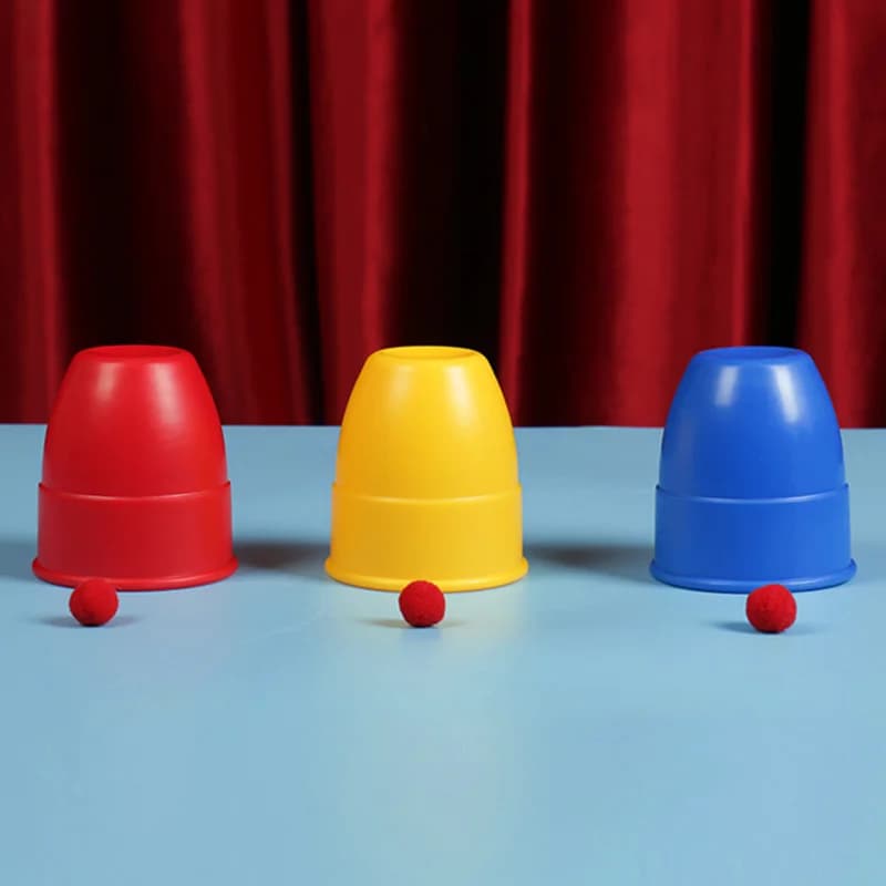 Tre Tazze Magiche con Pallina - Gioco Magico Semplice per Bambini - I Tre Immortali Ritornano in Grotta - Accessori Magici per Raccogliere Fagioli