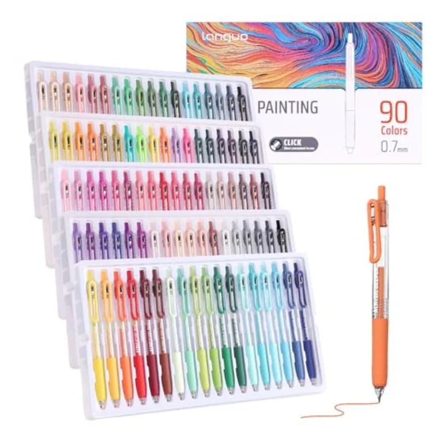 Penne Gel Acriliche Retrattili per Colorare, Set di Penne Acriliche a Clic con Punta da 0,7 mm per Colorazione per Adulti, Penne Gel Colorate