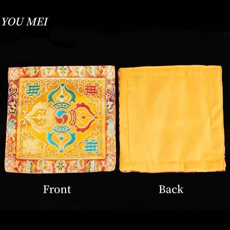 Tibetan-Style Cushion Home Worship Mat Exquisitely Embroidered Double-Layer Eight Auspicious Symbols Vajra Bell Dorje Cushion