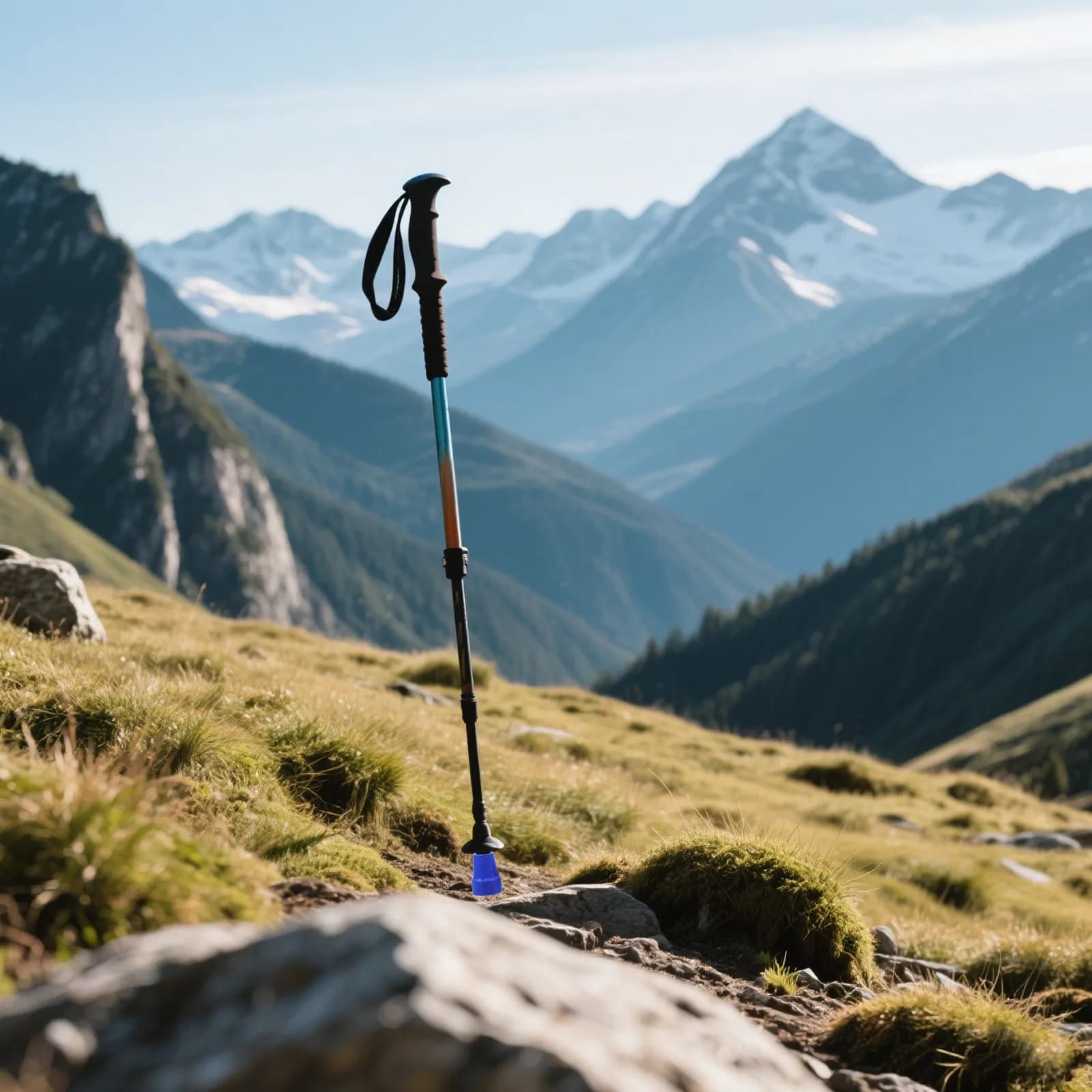 4 Pezzi Punte di Ricambio in Gomma Blu per Bastoni da Passeggio, Bastoni da Trekking, con Base in Metallo Rinforzata e Impugnatura Antiscivolo
