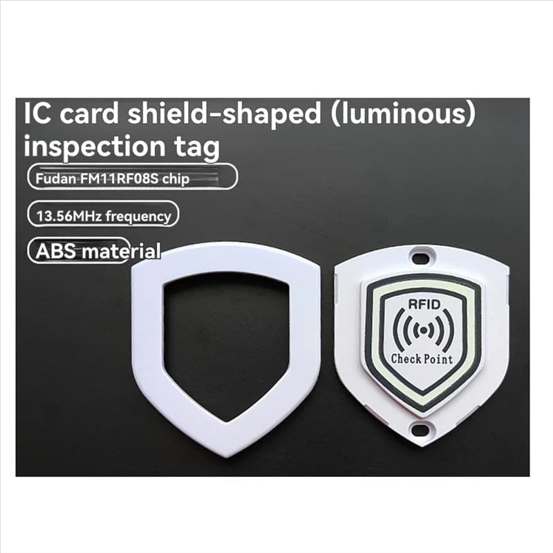 【B74A】FM11RF08 NFC RFID Patrol Point Card 13.56Mhz 10 pezzi Anti-metallo 70X60mm Scudo luminoso Tag di ispezione per la sicurezza