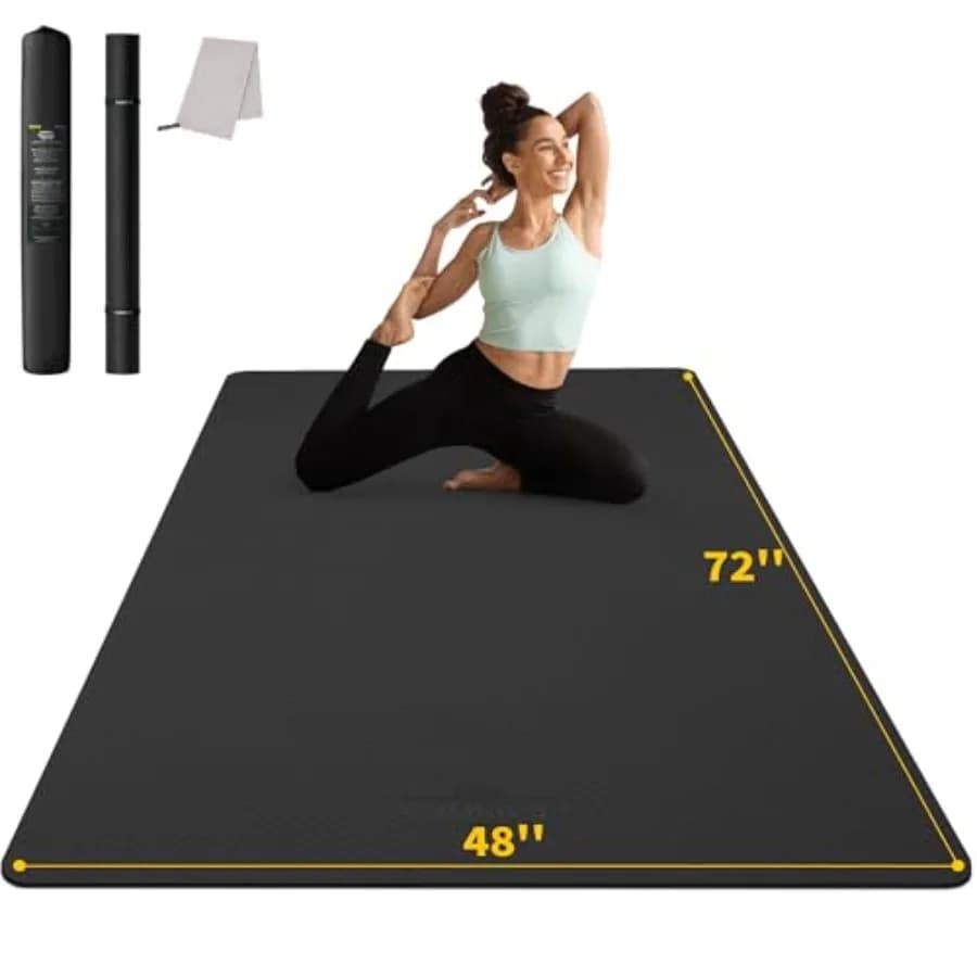 Tappetino da yoga 183 cm x 122 cm, tappetino grande per allenamento, per pavimenti di palestre domestiche, spessore extra 6mm-12mm (0,24"-0,48"), tappetino per esercizi per fitness in appartamento
