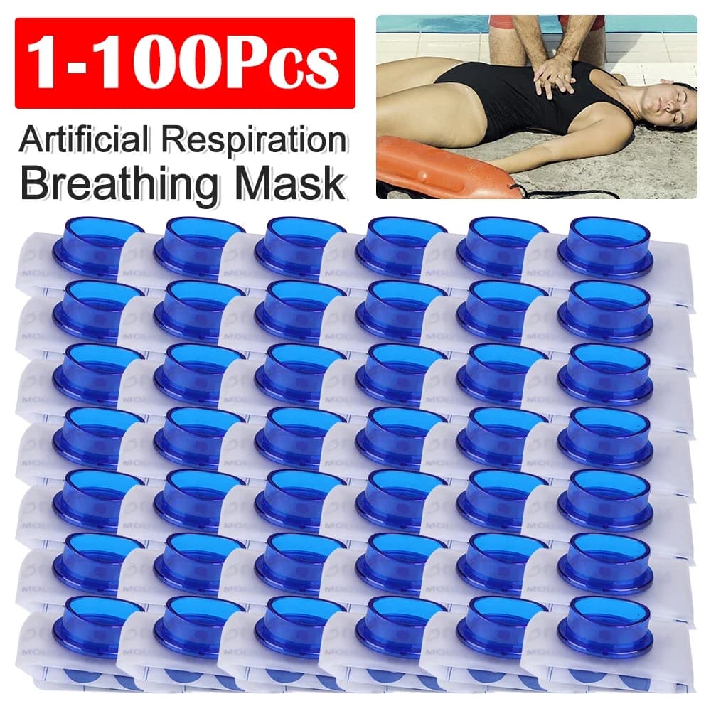 1-100 Pezzi Maschera Respiratoria di Emergenza Monouso per Primo Soccorso, Respiratore Bocca a Bocca, Scudo Facciale per RCP, Respirazione Artificiale