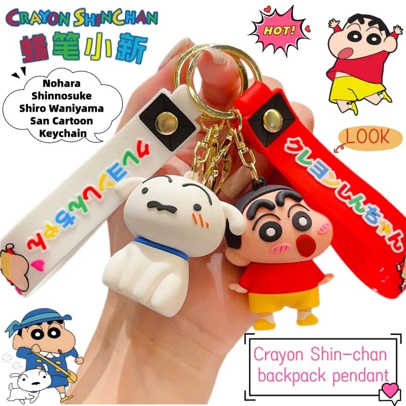 Portachiavi Creativo Cartoon di Crayon Shin-chan, Nohara Shinnosuke, Shiro, Waniyama San, Accessorio Animazione Secondaria, Ciondolo per Zaino