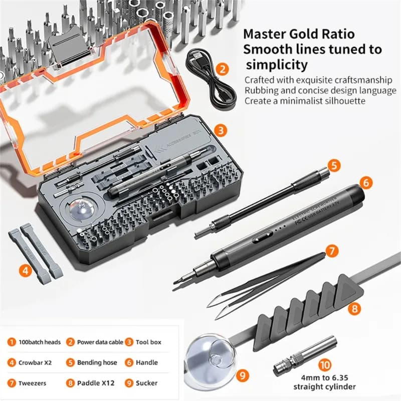 120 in 1 Mini Electric Screwdriver Set Large Repair Kit for Computer Phone Tablet PC Home Use Silent Motor