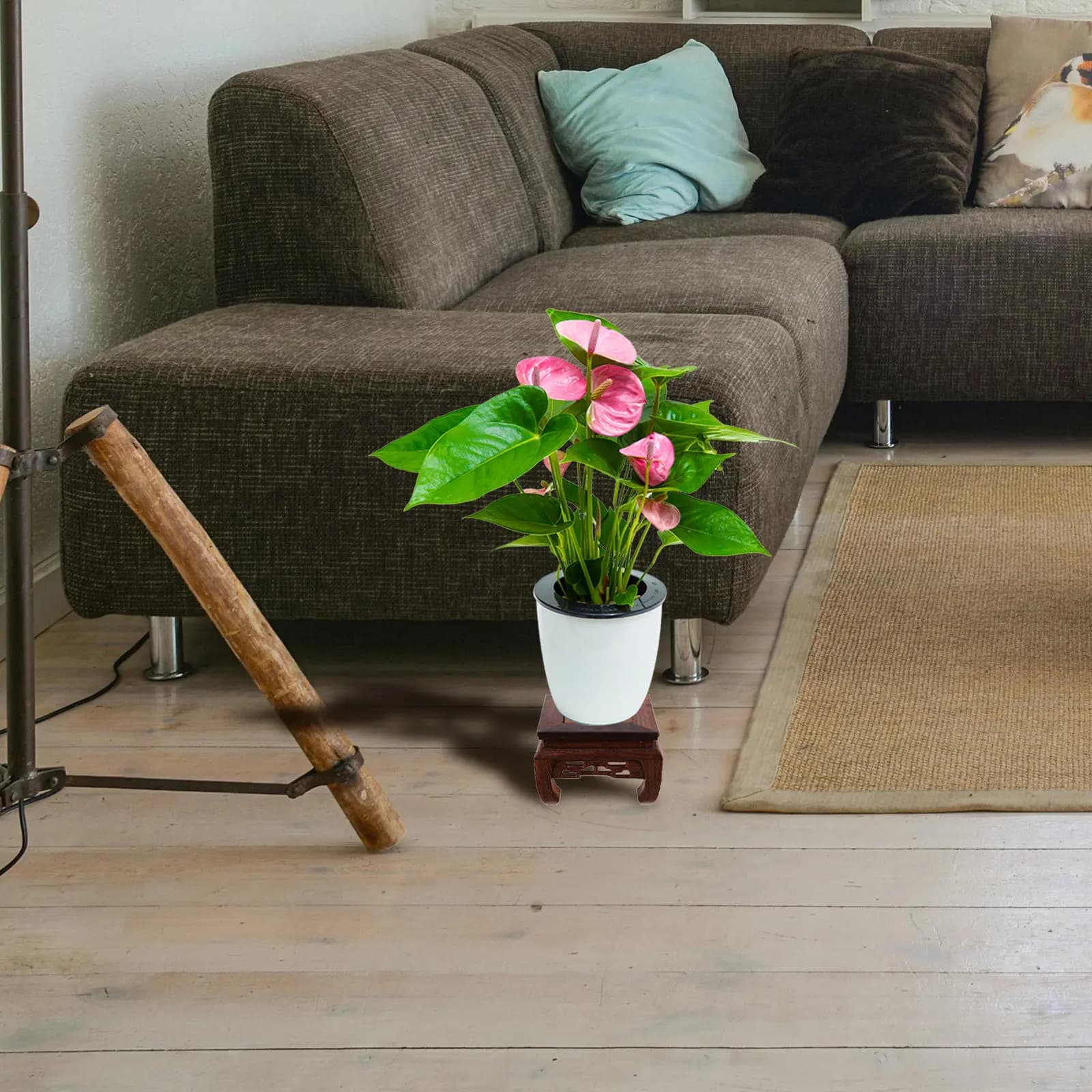 Wooden base for Vase, Internal Plant support with smooth edge, Vase and Aquarium display