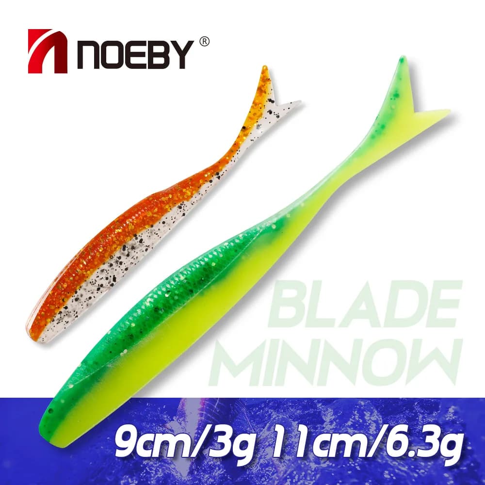 NOEBY Richiamo Morbido Lama Minnow 9 cm 11 cm Facile Shiner Silicone Artificiale Esca Morbida Wobbler Drive Shad Esca Attrezzatura Da Pesca Pesca