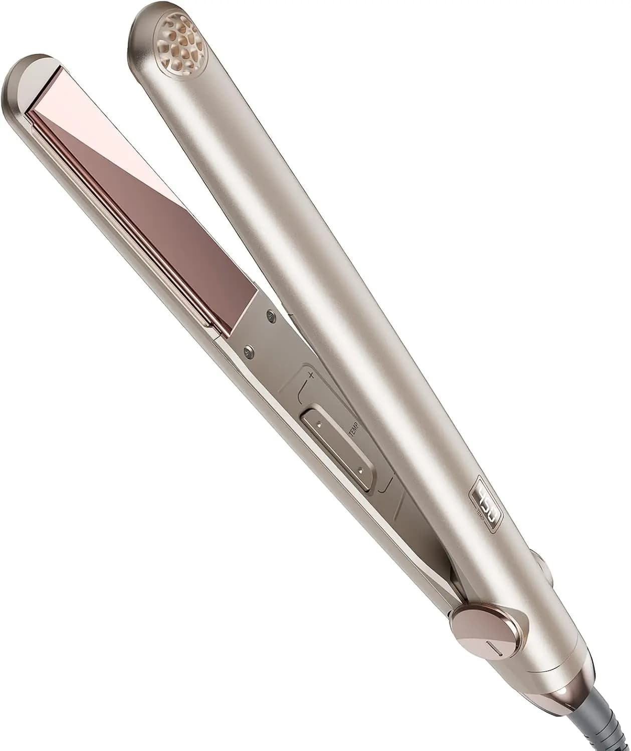 Titanium Professional Hair Plate, 1 Dust Travel Iron with Quick Heating, Double Voltage and LED Display