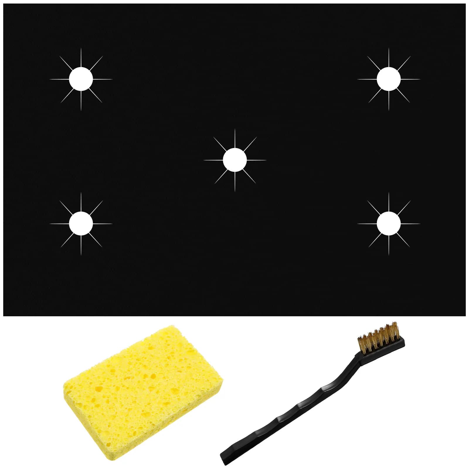 1Set Gas Stove Protector Cover Heat Resistant Non-Warping Stove Top Liner with Cleaning Brush for Kitchen Use Gas Burner Liners