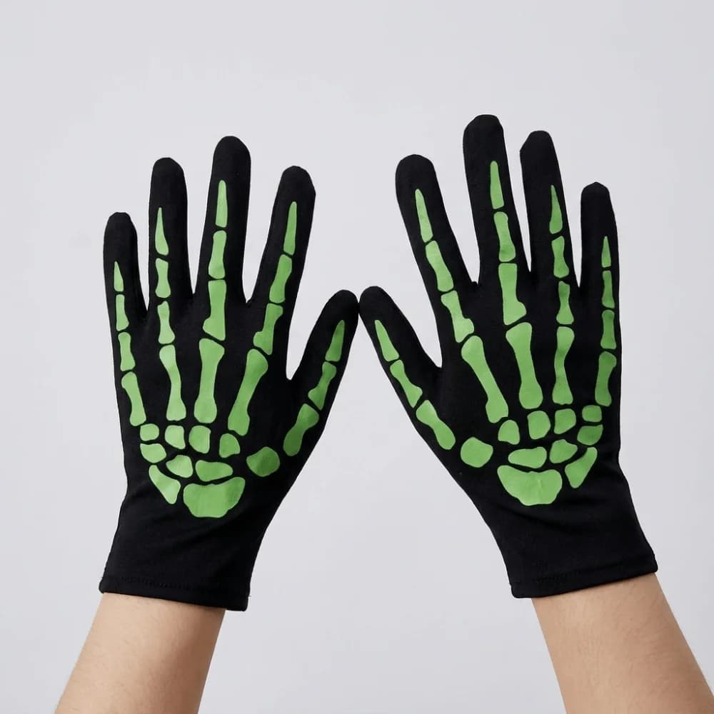 Full Finger Halloween Gloves Cosplay Prop Glowing Gloves Skeleton Claw Gloves Hand Warmers Windproof Skeleton Goth Mittens