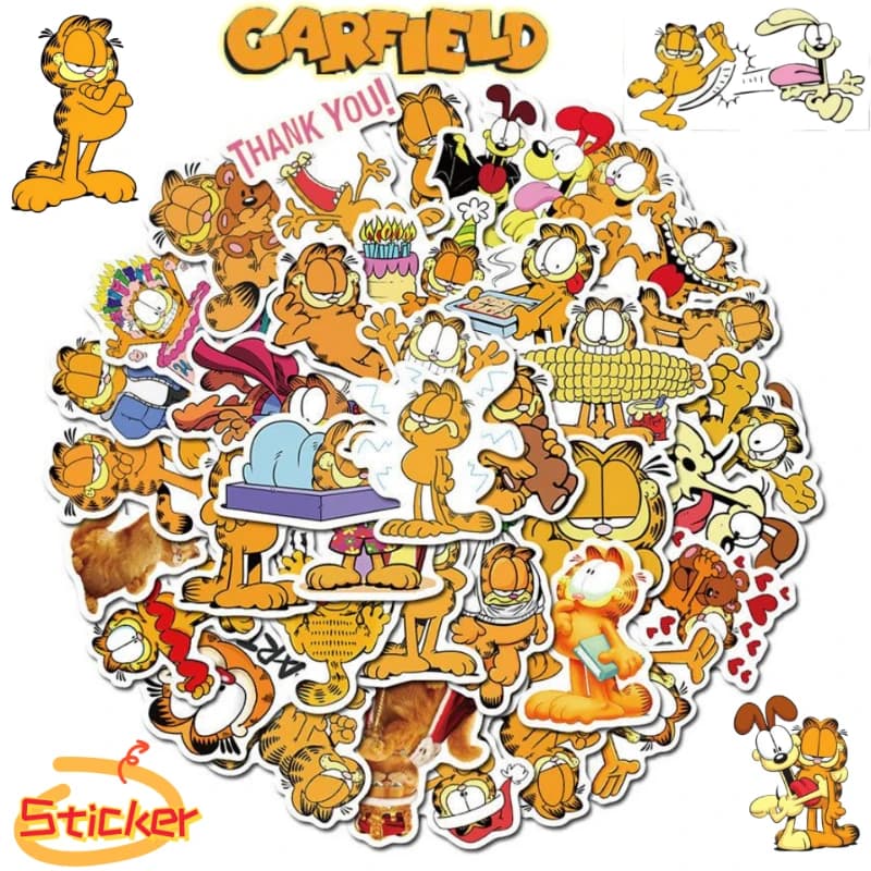 Adesivi Carini di Garfield, Odie, Pooky, Jon e Abackel, Merchandise Anime Cartoon per Diari e Valigie, Decorazione Creativa di Alto Valore Fai-da-Te