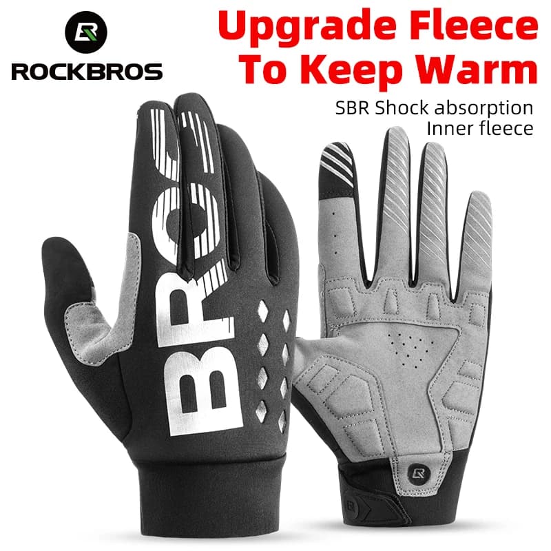 ROCKBROS Guanti da bicicletta Touchscreen unisex Antivento Dito intero Sci da campeggio all'aperto Escursionismo Guanti da moto Attrezzatura da ciclismo