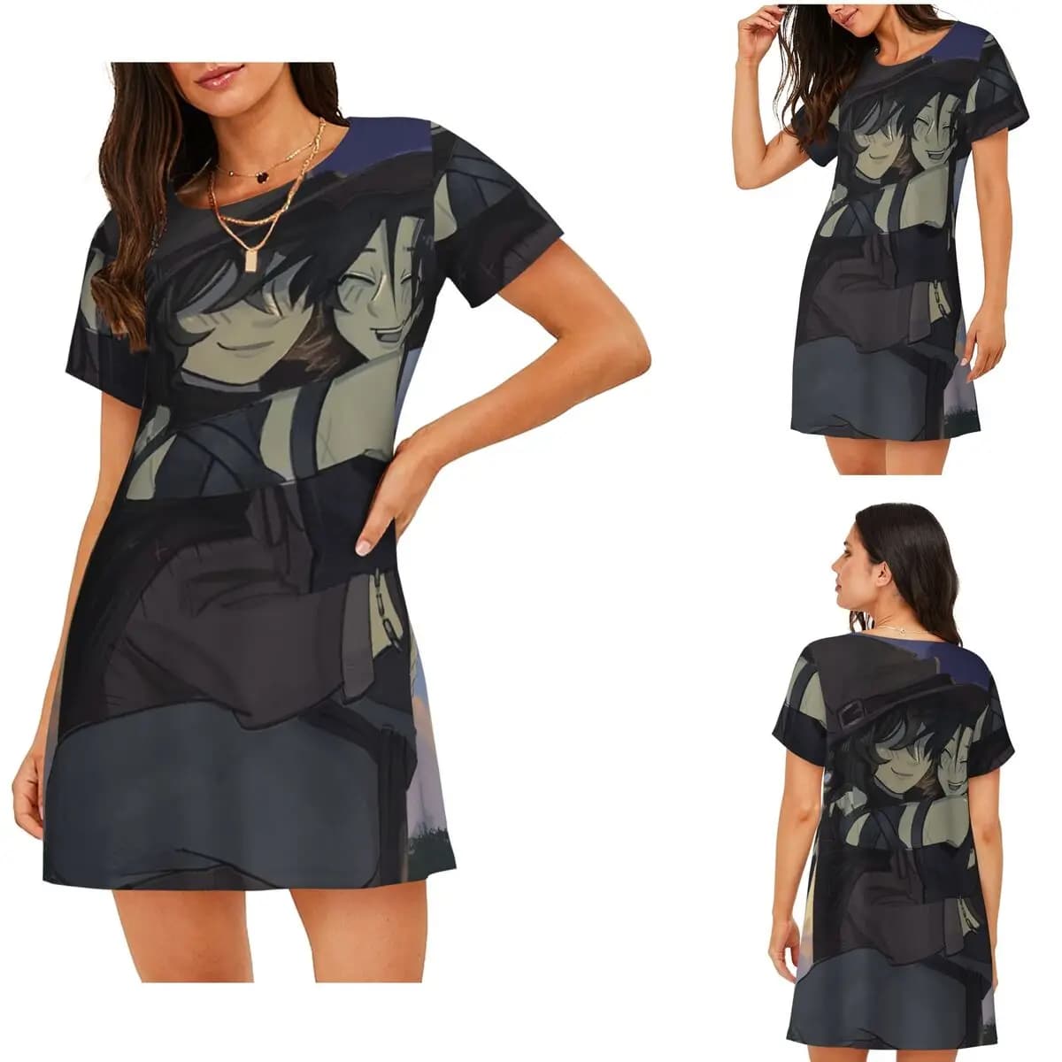 Camicia da Notte Personalizzata Azuretime Anime Azure Two Time Forsaken a Maniche Corte per Donne, Pigiama Corto