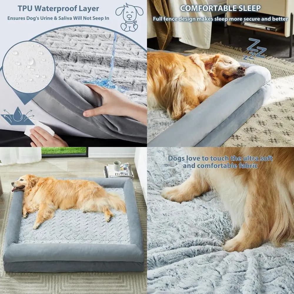 Letto per cani ortopedico Jumbo con rivestimento impermeabile rimovibile, divano letto XL per animali domestici con bordi rinforzati
