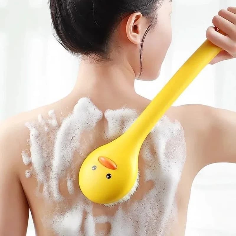 Cute Duck Long Handle Bath Brush Soft Bristles Bath Brush Skin Massager Shower Scrubber Exfoliation Body Cleaning Brush Bathroom