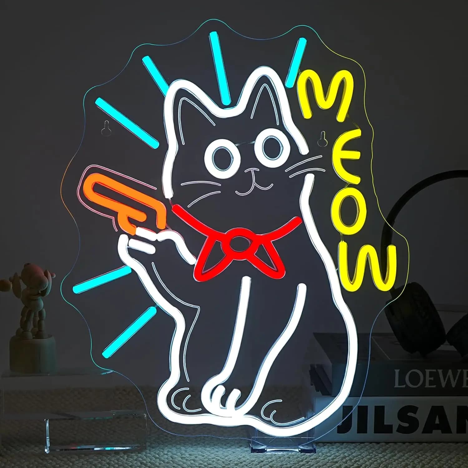Insegna al Neon a Forma di Gatto Alimentata via USB - Luce LED da Parete per Arredamento Camera da Letto, Regalo per Amanti dei Gatti