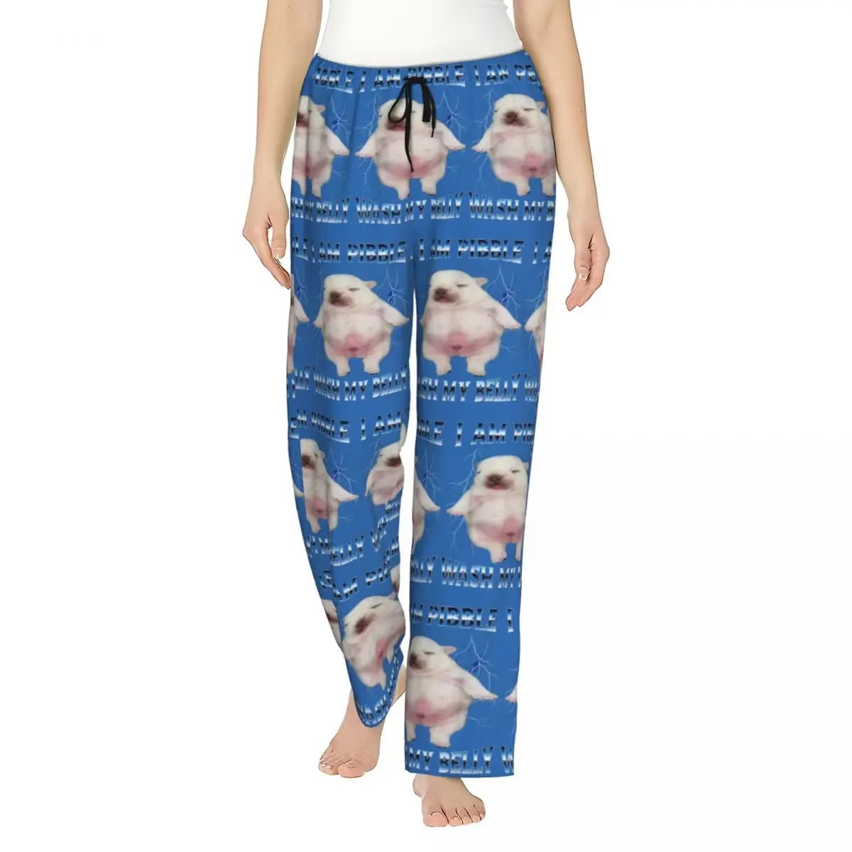I Am Pibble Wash My Belly Lady's Lounge Pants Comfy Clean My Belly Meme Pajama Pants Home Sleepwear