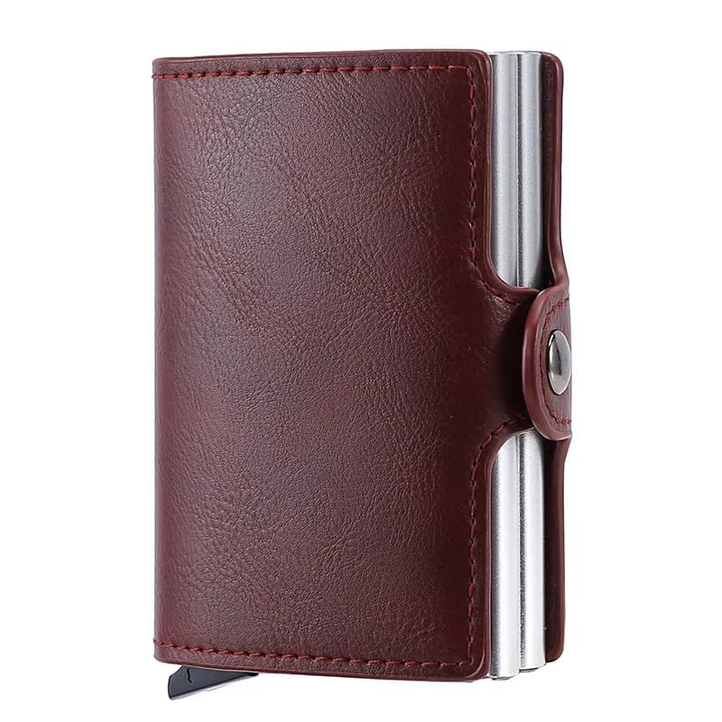 Porta carte da uomo con blocco RFID - Portafoglio con tasca frontale resistente ed elegante - Portafoglio per carte di credito con meccanismo pop-up (fibra di carbonio)